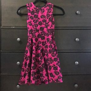 Girls Soft Velvet Dress with black flower pattern